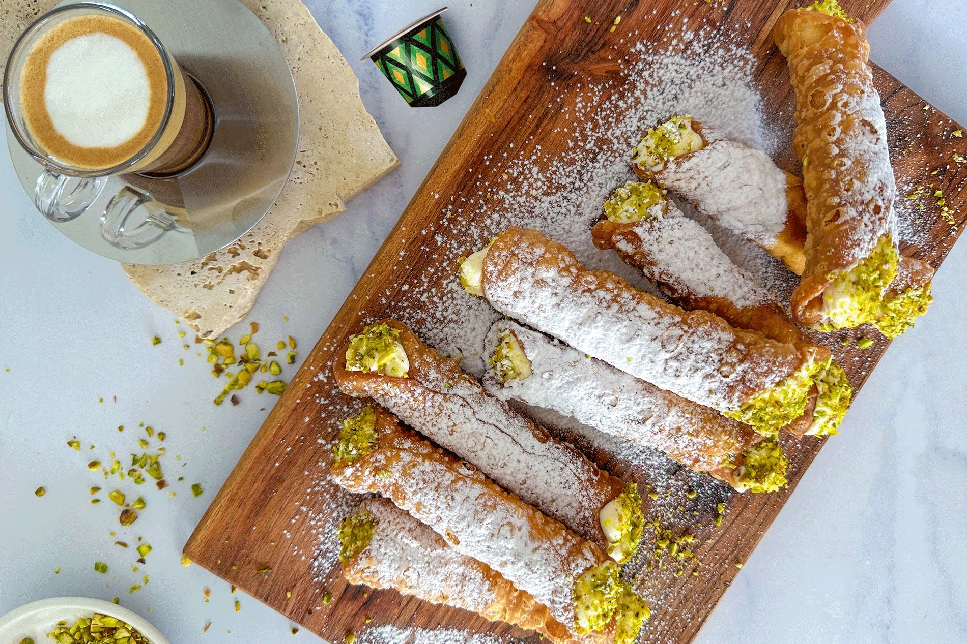 Polly Markus' Zesty Ricotta and Pistachio Cannoli Nespresso New Zealand Nespresso Recipes